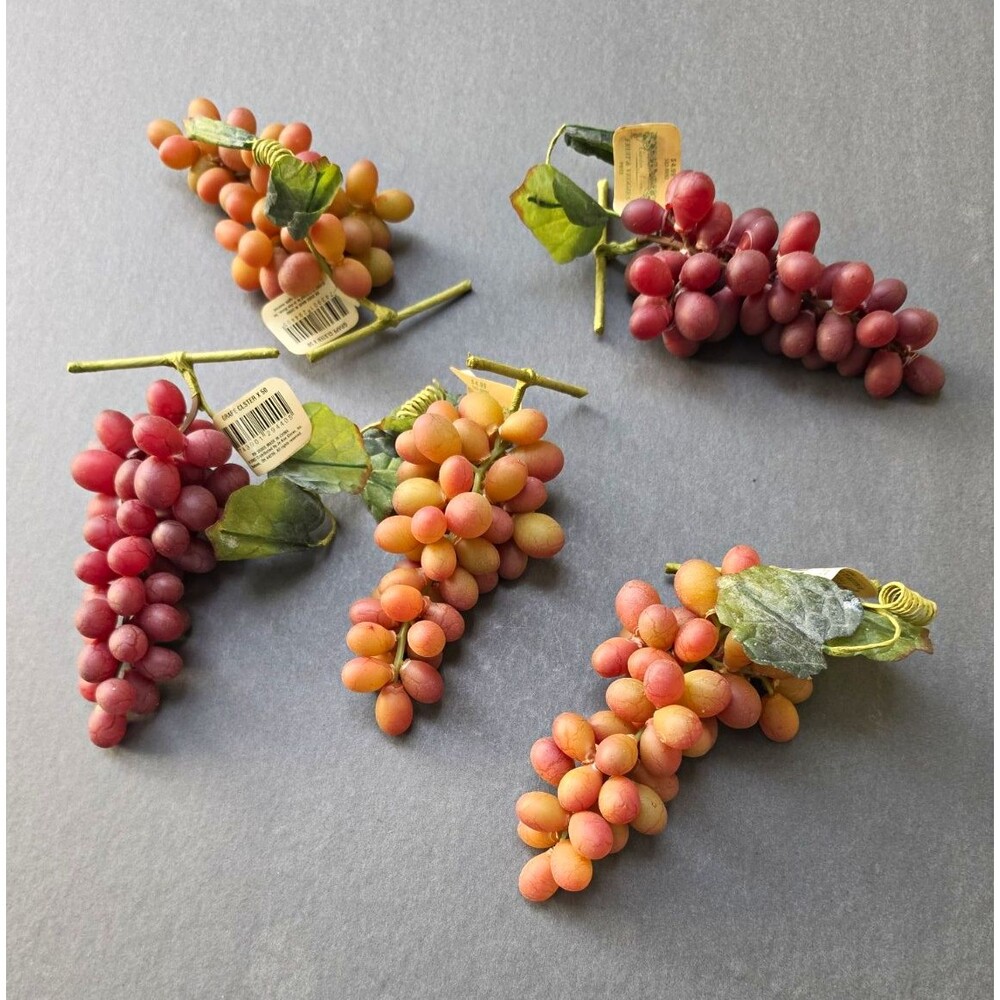 Garden Accents Artificial Grape Cluster Picks Red/Green Plastic Set of 5